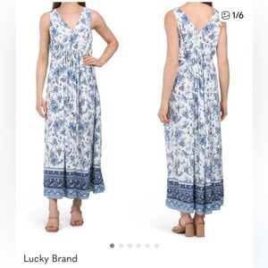 Lucky Brand Navy and White Paisley Blouse